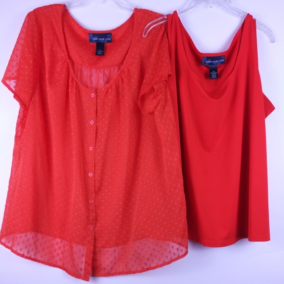 Susan Graver Style Tops - Susan Graver Style Orange Twinset - Size 2X